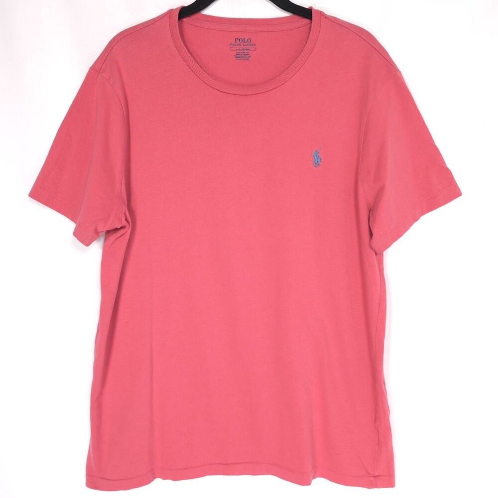 POLO RALPH LAUREN T-Shirt LARGE Custom Fit Crew Neck Orange Red‎ Unisex